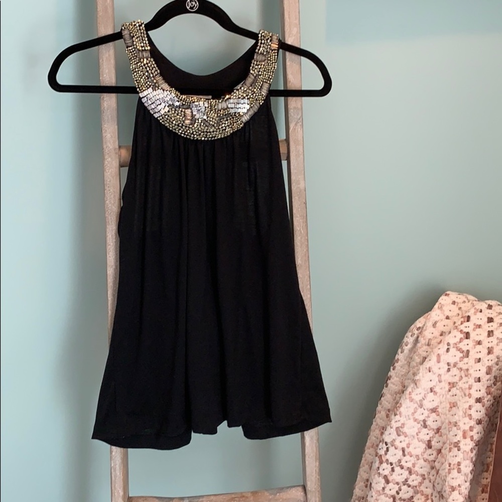 Black top with silver beads